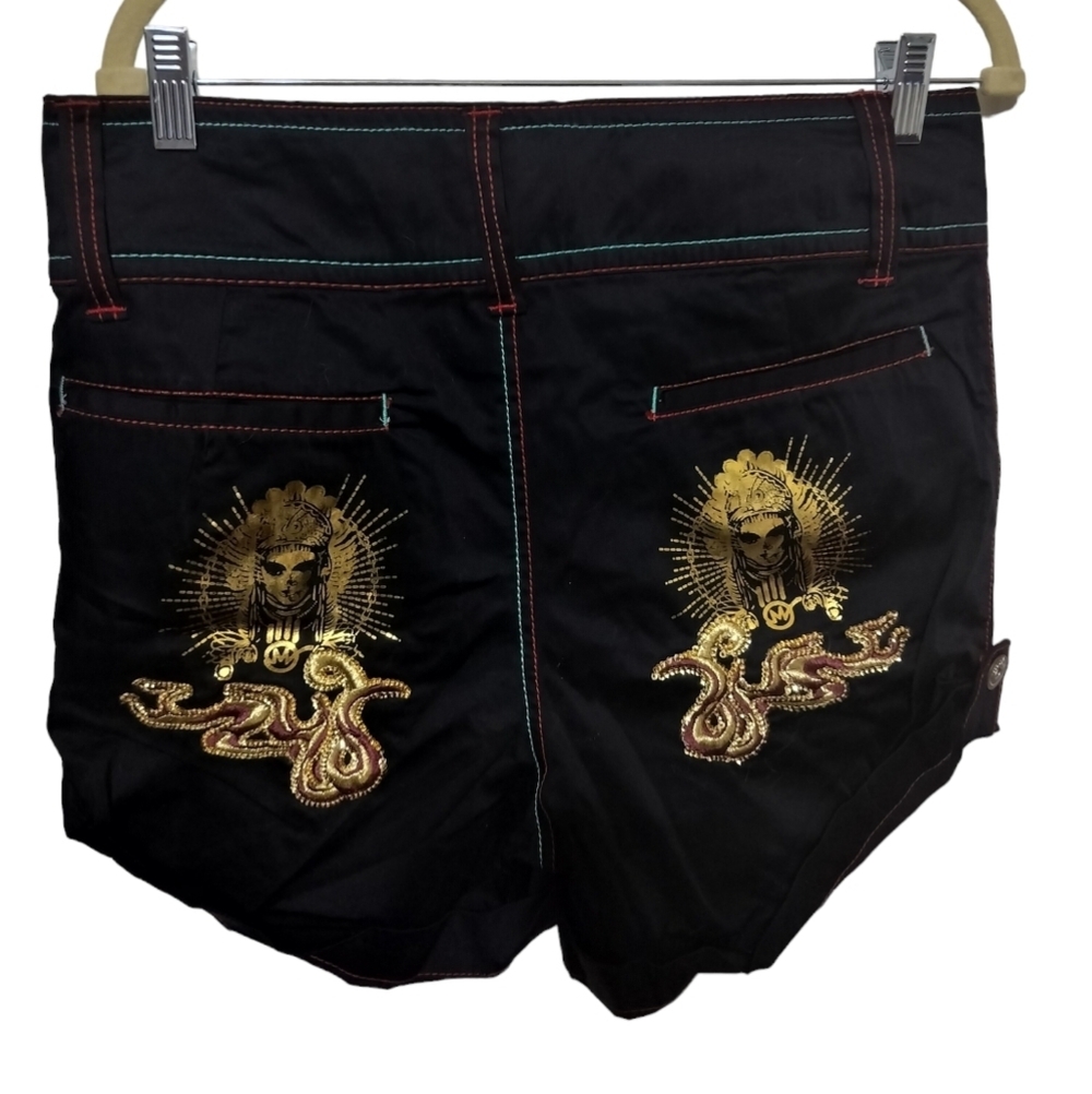 2682) Mizkeen  Y2K High Waist Black Cuffed Shorts Size 11 Junior
